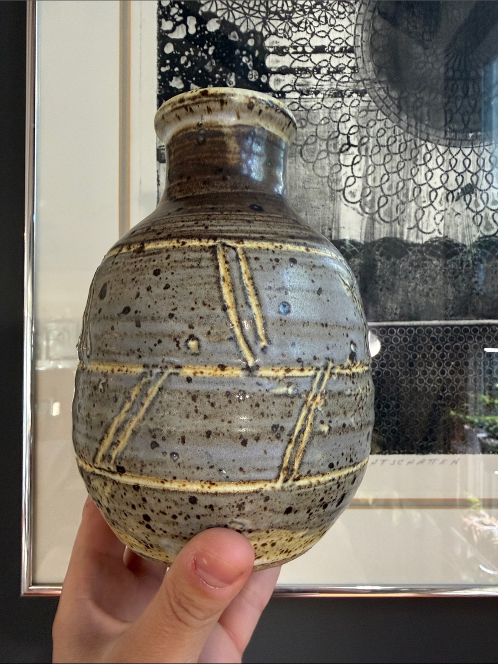 1970s Rare Canadian Potter Gordon Reisig Abstract Vase signed